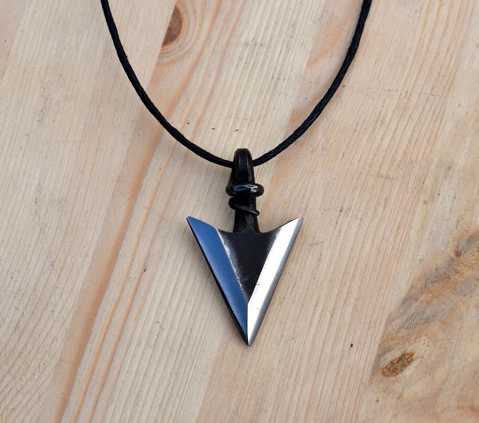 Forged Steel Trueshot Viking Arrowhead Pendant, comes supplied with jewelry cord